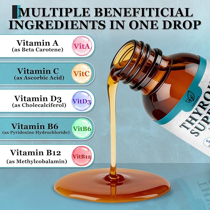 Thyroid Support For Women &amp Men Liquid Drops.Thyroid Supplement Drops With Selenium Zinc Iodine L-Tyrosine Ashwagandha For Energy &amp Metabolism Support Hormone BalanceVeganAdditives Free - 2