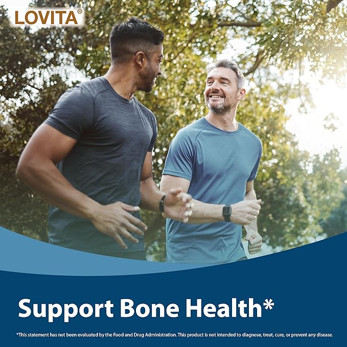 LOVITA Calcium Citrate 800 mg with Magnesium Vitamin D3 &amp K2 Bone Strength &amp Density Supplement for Women &amp Men Supports Teeth Immune Health Gluten Free Non-GMO 360 Vegan Tablets