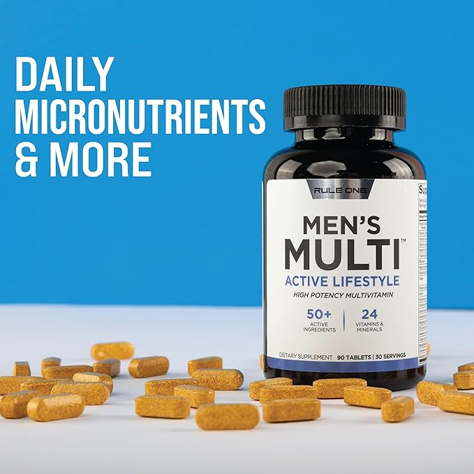 Rule 1 Proteins Men's Daily Multi Vitamins Essential Minerals Superfoods Digestive Enzymes Amino Acids and Antioxidants for Active Lifestyles and Wellness Support (180 Tablets 60 Day Supply)