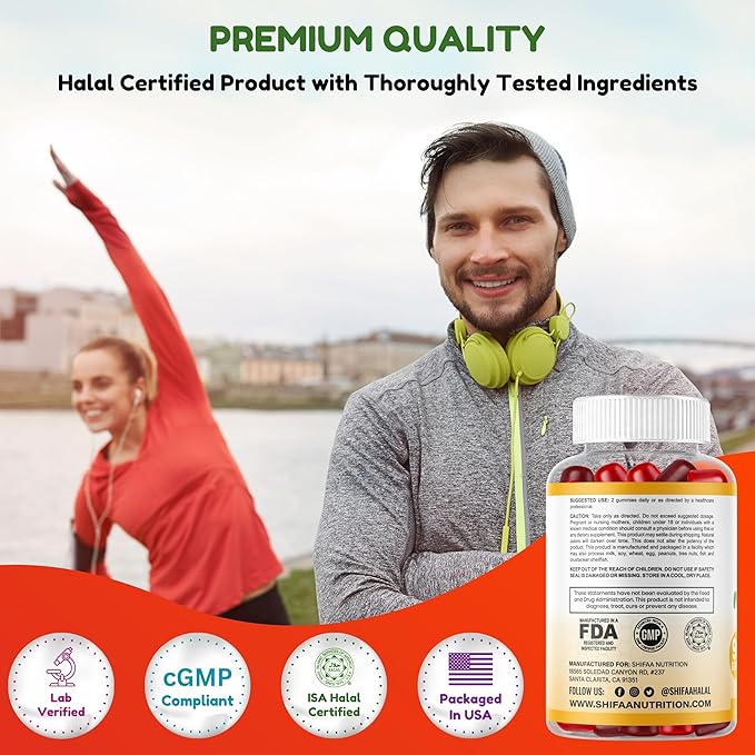 Halal Multivitamin Gummies for Women &amp Men | Immune &amp Overall Wellness | 90 Delicious Gummy Vitamins (45-Day Supply). Non-GMO &amp Vegetarian Essential Halal Vitamins w/ Folate Zinc B12 Bi