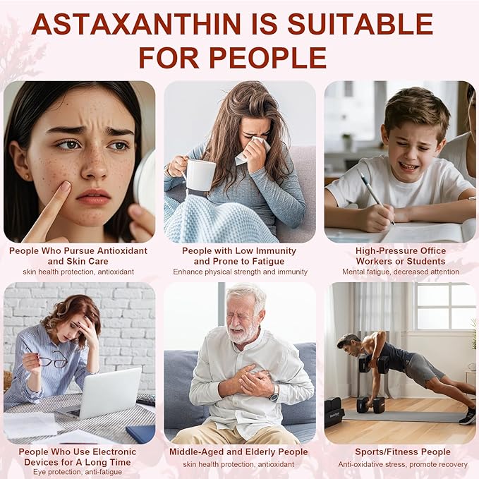 Astaxanthin 12mg Premium Astaxanthin Antioxidant Supplements with Antioxidant Activity Supports Eye Immune Skin Health Internal Circulation-240 Softgels