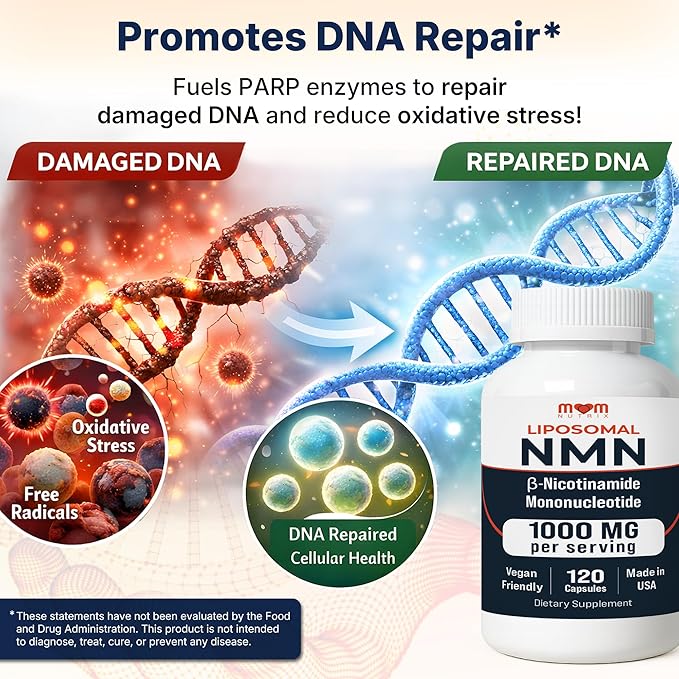 NMN Supplement 1000 mg Pure Nicotinamide Mononucleotide - NAD Precursor for Energy Cellular Renewal &amp Longevity Support - Mitochondrial Support 120 Capsules - Vegan Non GMO Gluten Free