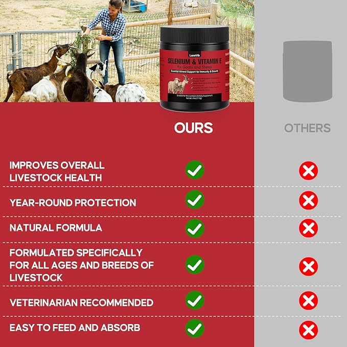 E and S Livestock Vitality Formula | Selenium for Goats Sheep &amp All Livestock | Nutrient Support Powder for Energy Balance and Mobility | Feed Mix Additive for Healthy Growth 4 oz(113 g)