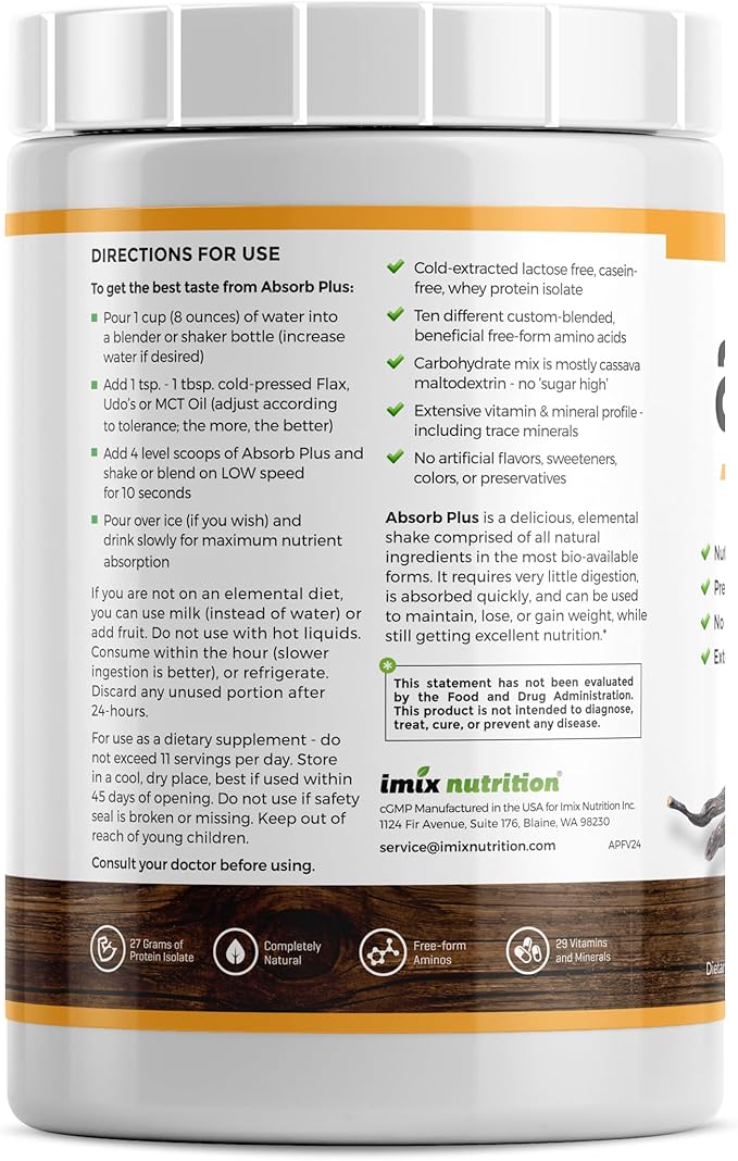Isolate Protein - Diet Supplement for Improved Gut Health Extra Nutritional Support Non-GMO Gluten-Free Lactose-Free Casein-Free (2.2 Lbs French Vanilla)