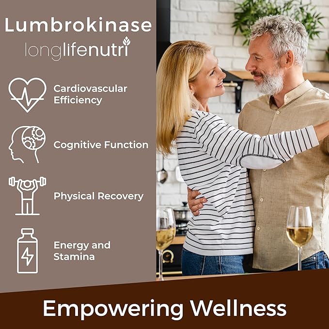 LongLifeNutri Lumbrokinase 100mg – Maximum Activity 2000000 Units Per Serving 120 Vegetarian Capsules 2-Month Supply Natural Enzyme Supplement for Circulatory Health Lab Tested Made in USA
