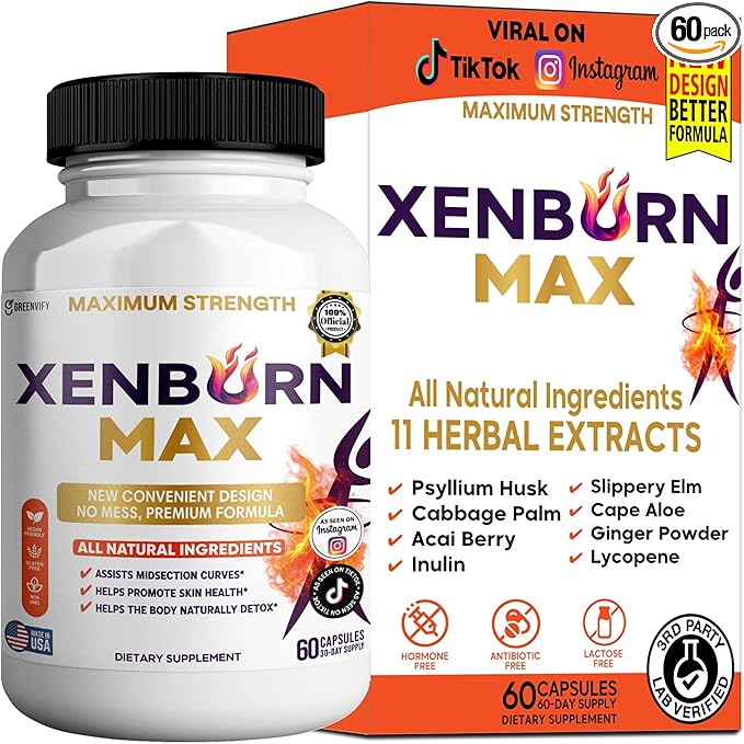 Xenburn Max Dietary Supplement Maximum Strength 60 Capsules 30-Day Supply All Natural Ingredients (1)