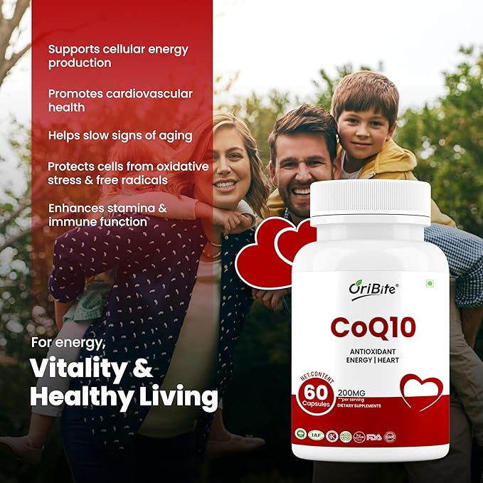 CoQ10 200mg 60 Veggie Capsules | Coenzyme Q10 Supplement for Cellular Energy &amp Heart Support | Antioxidant Support Formula | Ubiquinone Dietary Supplement
