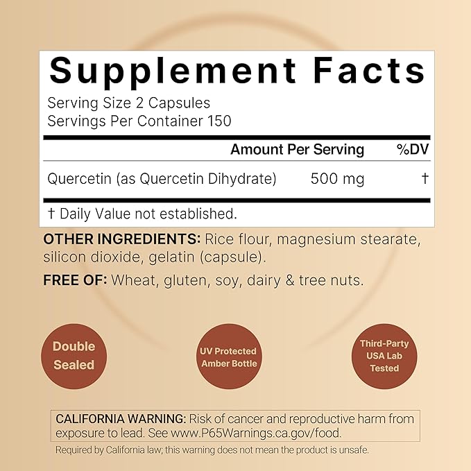 NatureBell Quercetin 500mg - 240 Capsules - Ultra Strength Supplement for Healthy Immune Support* - Quercetin Dihydrate from Sophora Japonica - Bioavailable Form