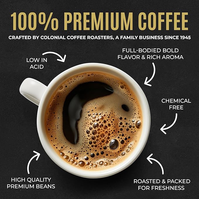 Colonial Coffee 100 Count Single Pot Coffee Packets – 100% Arabica Decaf Colombian Medium Roast | Pre-Measured Frac Packs for 12 Cup Maker | Bulk Ground Gourmet Coffee for Home &amp Office
