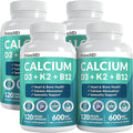 4-in-1 Calcium Supplements for Women &amp Men - Calcium Citrate with D3 K2 Vitamin 5000 IU - Calcium 600mg with Vitamin D3 K2 - Everyday Vitality Supplement - Vegan-Friendly Gluten-Free (480 Capsule