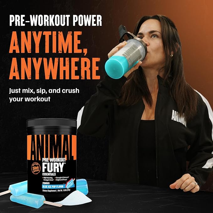 Animal Fury Pre Workout Powder – Blue Ice Pop 350mg Caffeine BCAA Amino Acids 2g Beta Alanine Citrulline &amp Tyrosine Energy Focus Strength Endurance Preworkout for Men &amp Women 30 Serv