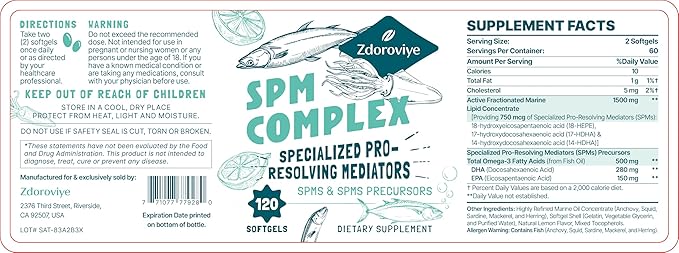 Zdoroviye Specialized Pro-Resolving Mediators and SPMs Precursors Complex SPM Supplement - 120 Softgels