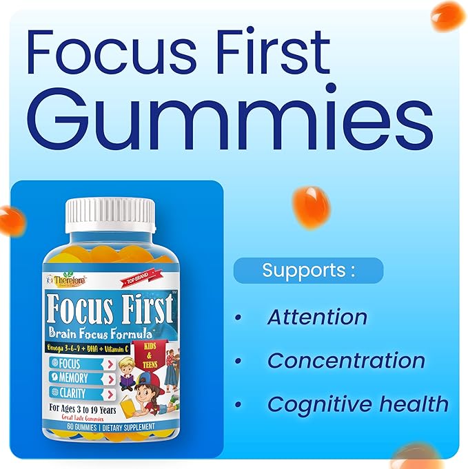 Focus First Focus First Kids Omega 3 DHA Gummies for Brain Support – Focus Supplement for Kids &amp Teens Kids Vitamin Gummies for Daily Nutrition Vegan Non-GMO Fruity Flavor 60 Gummies