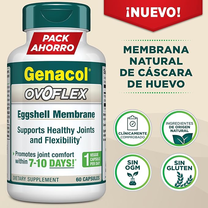 Genacol Ovoflex – Natural Eggshell Membrane Supplement Support Healthy Joints &amp Flexibility Vegetarian Solution for Joint Care Results in 7 Days Value Pack 60 Capsules (60-Day Supply)