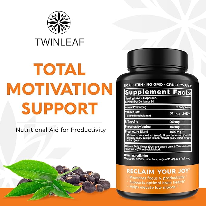 Twinleaf 5-HTP &amp Dopamine Support Supplement Bundle - 5-HTP L-Tyrosine Vitamin B12 for Daily Well-Being - 60 Vegan Capsules Each - Made in USA