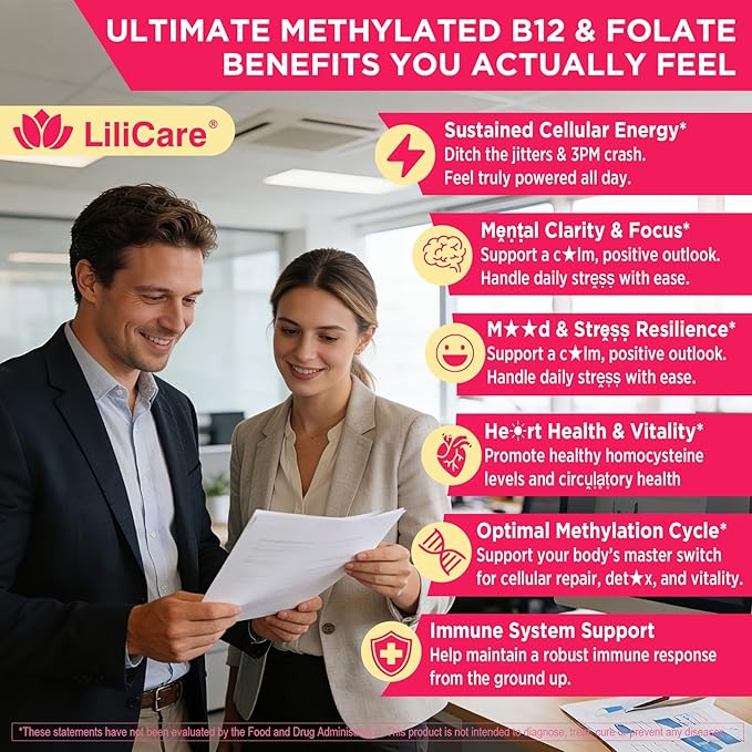 Methyl B12 5000mcg &amp L-Methylfolate Gummies + P5P for Women Men - Active 5-MTHF &amp Methylted B Complex Adult Supplement + B2 B6 Omega 3 CholineTMG for Cellular Energy Cognition MTHFR Gene