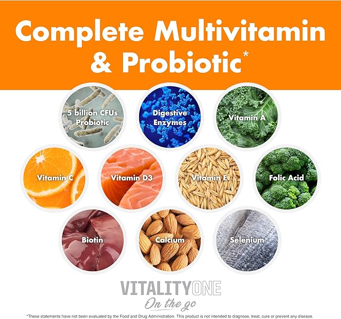 NutraOne VitalityOne On The Go Complete Multivitamin Probiotic and Enzyme Blend Orange Cream – 30 Servings