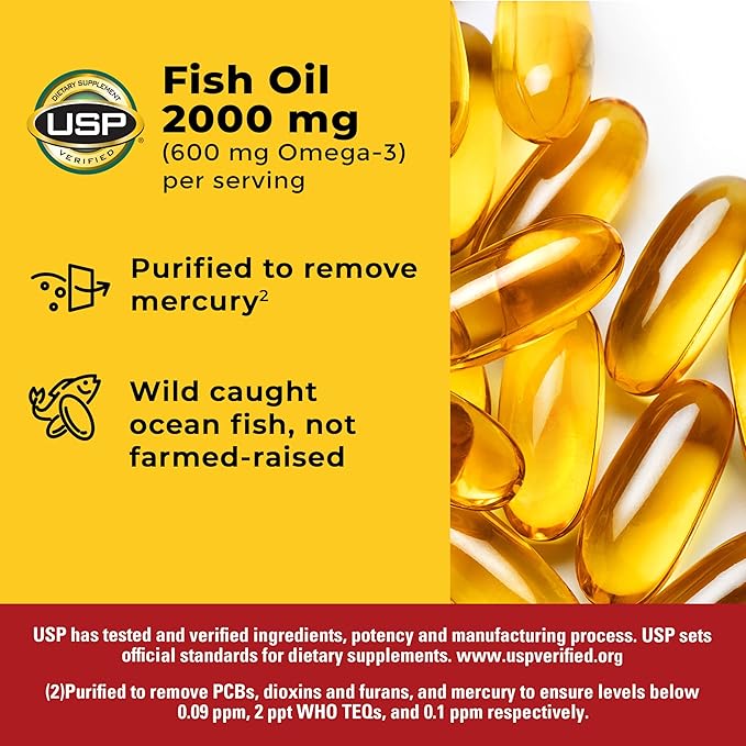 Nature Made Fish Oil Omega 3 Supplements 2000mg Per Serving Softgels Omega 3 Fish Oil for Healthy Heart Support 250 Softgels 125 Day Supply