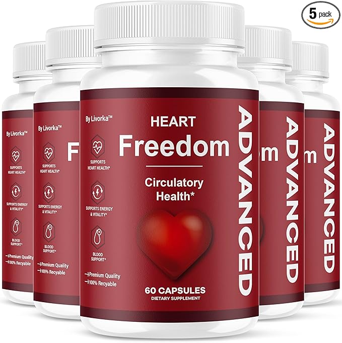 (5 Pack) Heart Freedom - Heart Freedom Capsules Official HeartFreedom Pills All Natural Ingredients - Maximum Strength Premium Advanced Formula Support Health &amp Wellness 300 Capsules for 5 Mont