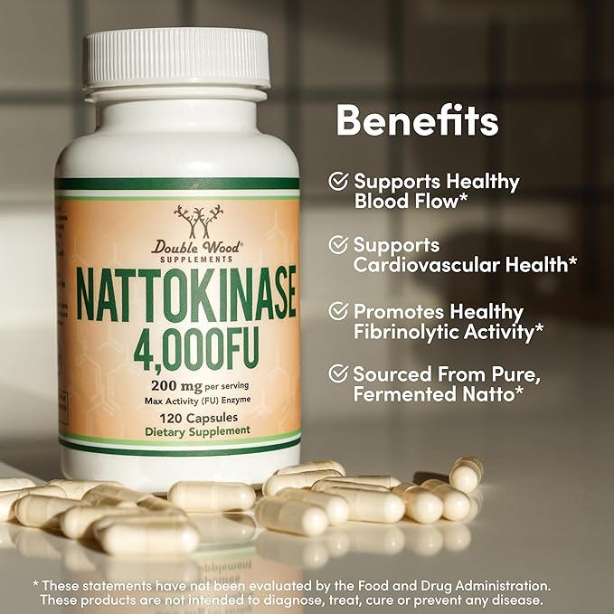 Nattokinase Supplement (120 Capsules) Serrapeptase (120 Capsules) Citrus Bergamot (60 Capsules)