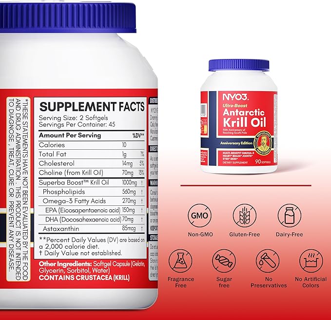 Krill Oil Omega 3 Supplement 1000mg and Milk Thistle Liver Detox Supplement 400mg 2 Pack