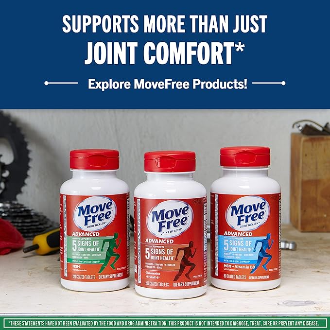 Move Free Advanced Glucosamine Chondroitin MSM Joint Support Supplement Supports Mobility Comfort Strength Flexibility &amp Bone - 120 Tablets (40 servings)*
