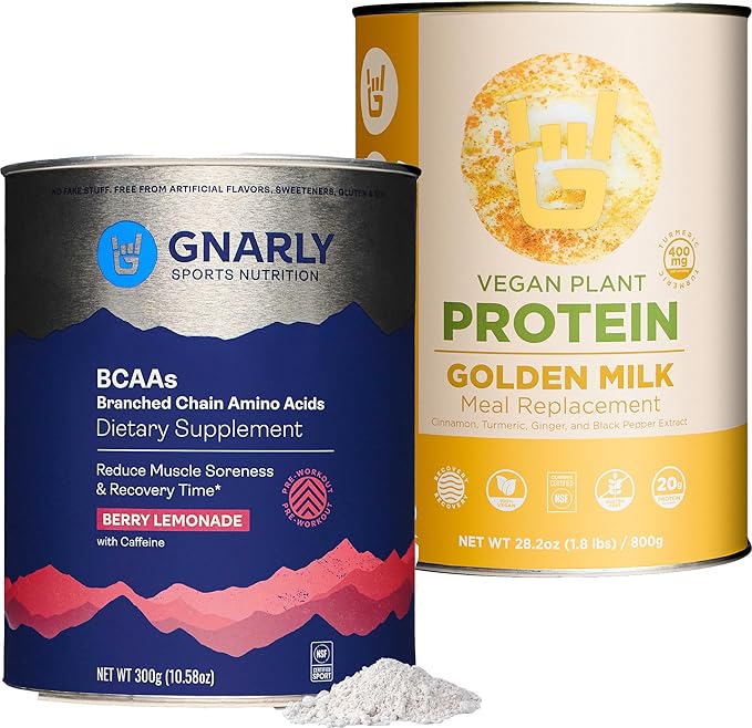 Gnarly Nutrition Golden Milk Vegan Protein Powder BCAAs Berry Lemonade (10.58oz)