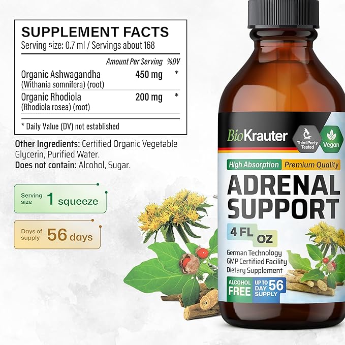 BIO KRAUTER Adrenal Support Tincture 4 Fl. Oz. &amp Uric Acid Support Tincture 4 Fl. Oz.