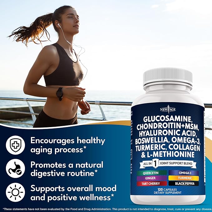 Glucosamine Chondroitin MSM Turmeric Curcumin Collagen Hyaluronic Acid Omega 3 – Health Supplement for Men &amp Women – 360 Count
