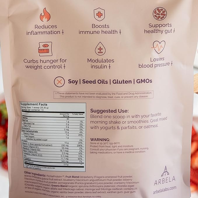 Avaia Precision-Fermented Vegan Nutritional Supplement Powder with Protein Fiber Beta-Glucan Complete Amino Acids Dairy-Free Soy-Free Gluten-Free 30 Servings