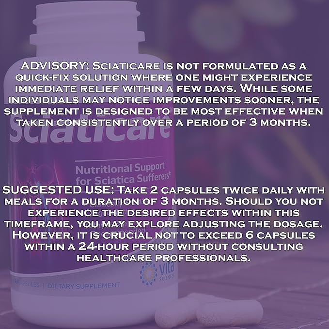 Vita Sciences Sciaticare Nerve Soothing Supplement Vitamins with Natural R-ALA Form 40X Strength NOT Synthetic Alpha Lipoic Acid (ALA) - Lower Lumbar Sciatic Hip Thigh Leg Foot