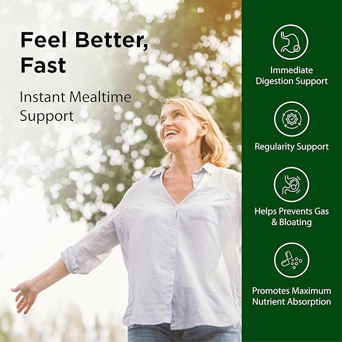 Flora - Enzyme Blend of Seven Vegetarian Enzymes Supports Optimal Digestion of Proteins Fast Carbs Fiber and Complex Sugars Provides Relief from Lactose Intolerance 60 Vegetarian Capsules