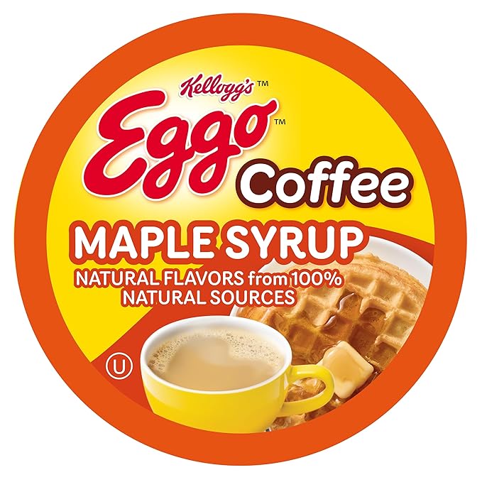 Eggo Beverages Maple Syrup Waffle Flavored Coffee Pods for Keurig K Cup Brewers Fair Trade Certified 40 Count – Sweet and Rich Breakfast Brew
