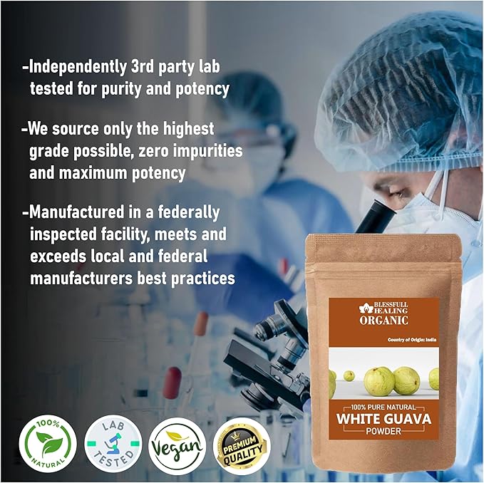 Blessfull Healing Organic White Guava Powder 100% Pure Natural 200 Gram / 7.05 oz