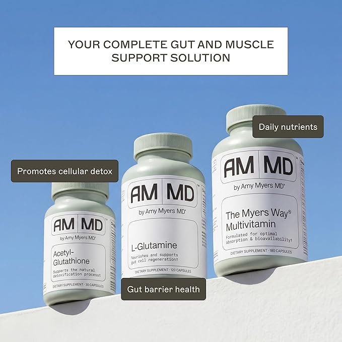 Amy Myers MD L-Glutamine Capsules - Digestion Supplement to Aid Healthy Gut Barrier - Supports Muscle Recovery &amp Aids Against Sweet Cravings - Formula for Immune Health - 120 Capsules (60 Capsules