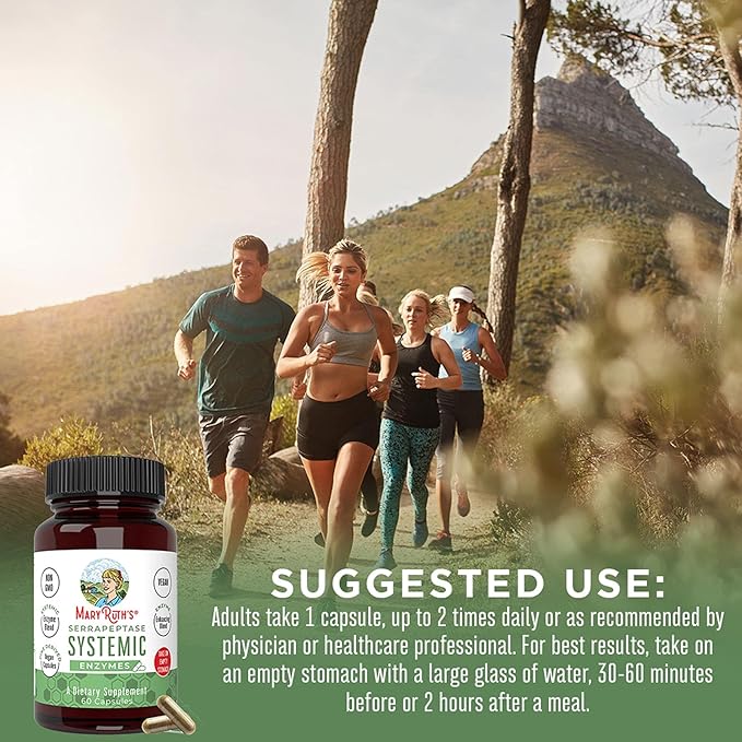 MaryRuth Organics Serrapeptase Enzymes Capsules | Up to 2 Month Supply | Enzyme Supplement for High Potency Sinus Relief Pills| Tissue Health and Cellular Health | Vegan | Gluten Free | 60 Count