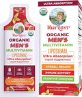 MaryRuth Organics Multivitamin for Men | USDA Organic | Sugar Free Mens Multivitamin Liposomal | Liquid Vitamins for Men | Immune Support Supplement &amp Overall Wellness | Vegan | 14-0.5 Fl Oz Pouch