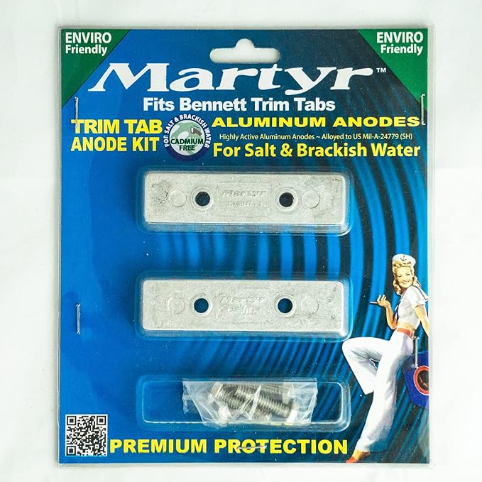 Martyr (Canada Metal Pacific) CMBNT1AKITA Anode Kit-Bennett Trim Tab Aluminum (2 pack) Made by Martyr (Canada Metal Pacific)