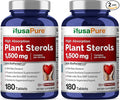 NusaPure Plant Sterols 1500 mg - 180 Tablets (Non-GMO Vegan) Beta Sitosterol Bioperine (Pack of 2)