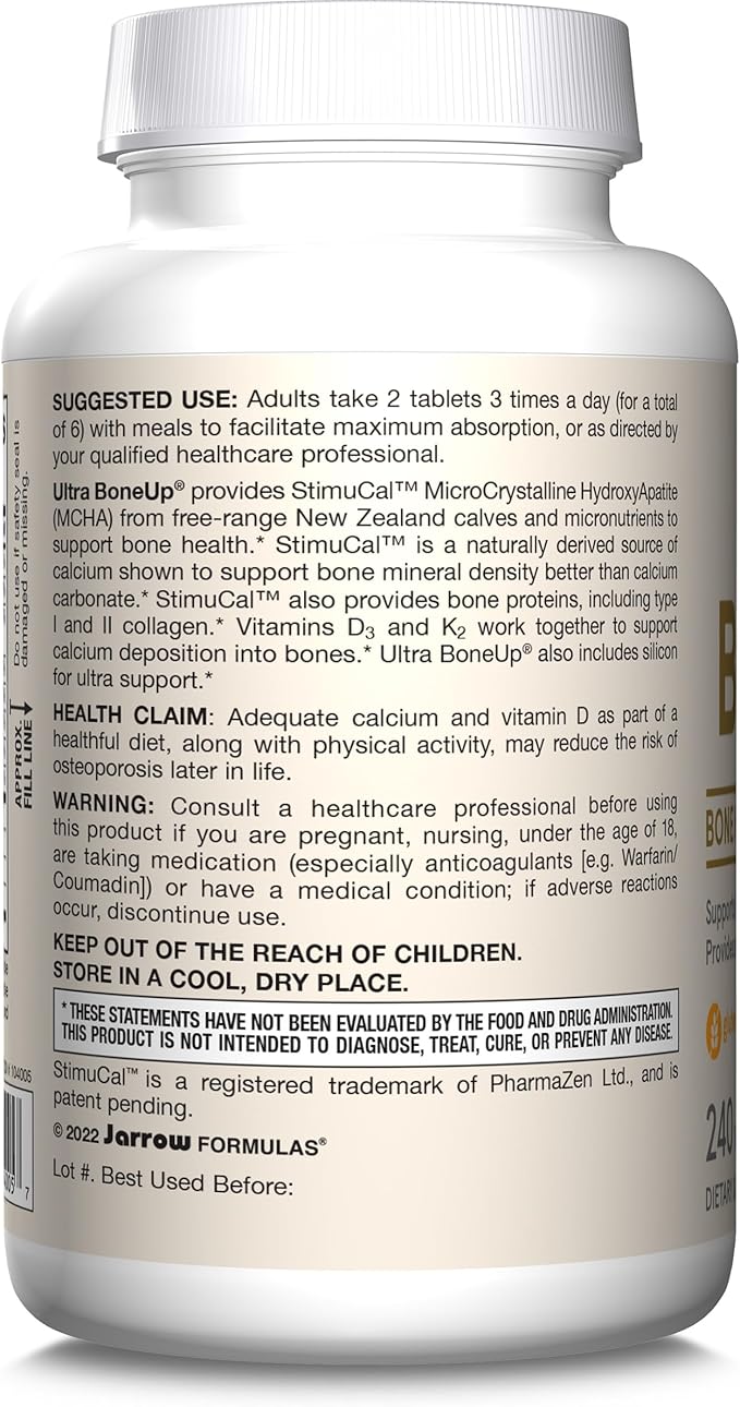 Jarrow Formulas® Ultra BoneUp® Includes MK-7 and Silicon for Added Bone Support 240 Bone Health Tablets