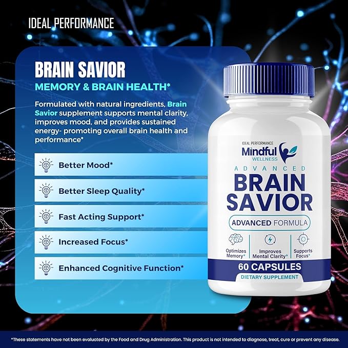 Brain Savior Brain Supplements for Memory and Focus Capsules BrainSavior Advanced Formula Brain Health Support - Maximum Strength Nootropics Brain-Savior All Natural Support Reviews (5 Pack)