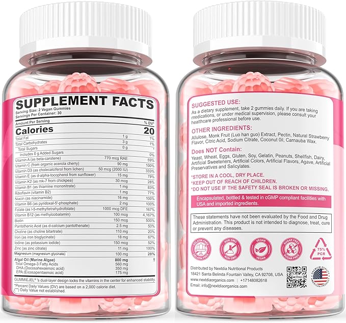 Prenatal Vitamins for Women Gummies Methylfolate 1mg Vegan Omega 3 DHA 800mg Iron Choline Iodine Vitamin D3 B6 B12 - Multivitamin for Women Before During &amp After Pregnancy Sugar Free 60 C