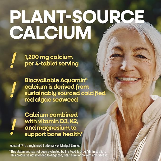 Nature’s Way Alive! Calcium Bone Support Tablets* Max Absorption Calcium Supplement with Vitamins D3 K2 &amp Magnesium Promotes Bone Health and Bone Density* Gluten Free 120 Tablets