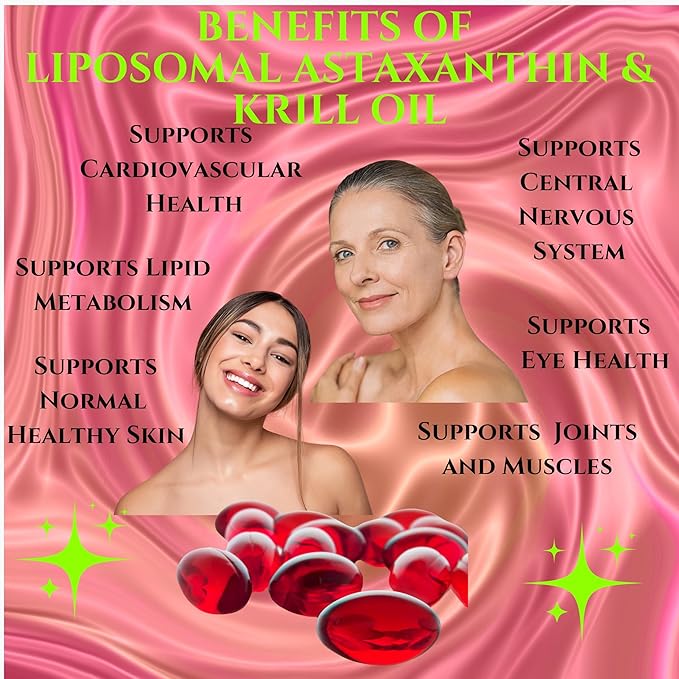 Nikoni Liposomal Astaxanthin 24mg with Kril Oil 500mg Supplement 120 softgels