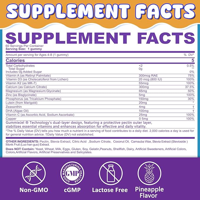 2 Pack Omega 3 Gummies + 1 Pack Kid Calcium Gummies 300mg Calcium Citrate + Vitamin D3 K2 MK-7