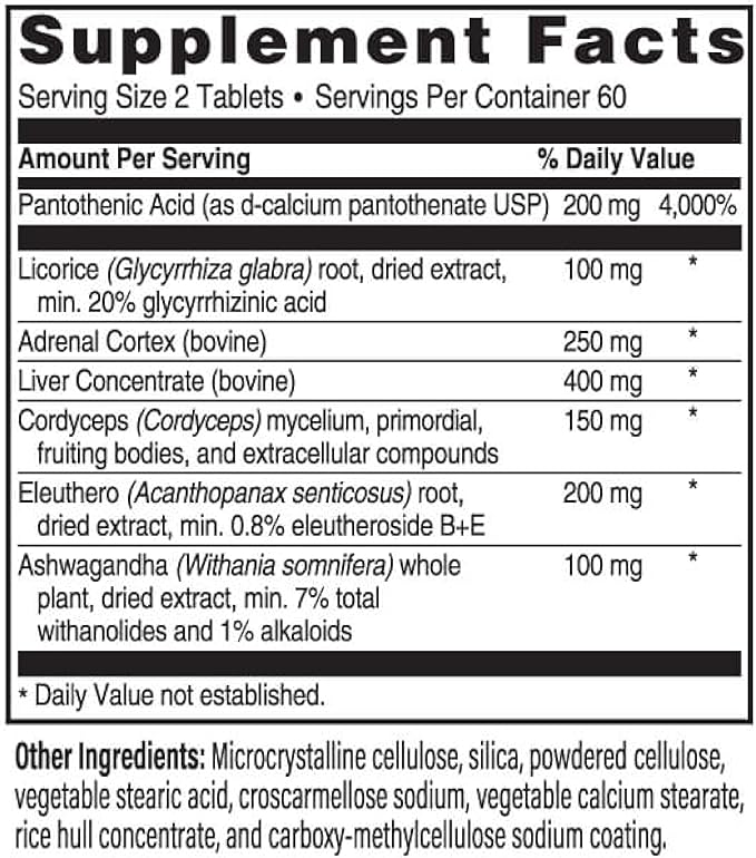 Advanced Bionutritionals Advanced Adrenal Factor – Adrenal Support Supplement – Non-GMO Gluten-Free Vegan – 120 Tablets