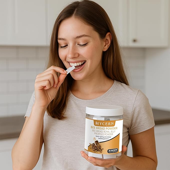 Bee Bread Powder–Superfood Smoothie Additive with Bee Bread Propolis &amp Royal Jelly–Immune Support Supplement with Antioxidants &amp Energy Nutrients–30 Sachets–Gluten Free–Made in Latvia