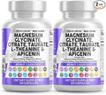 Clean Nutraceuticals Magnesium Glycinate Complex 1000mg with L-Theanine 200mg Apigenin 50mg Citrate Taurate Supplement (60 Count (Pack of 2))