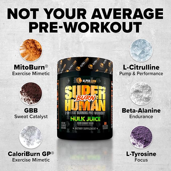 ALPHA LION Stubborn Fat Loss Stack – Superhuman Burn Pre Workout + Burn2O Liquid L-Carnitine 2000mg (ShredBerry) – 2-in-1 Thermogenic Fat Burning Stack for Men &amp Women