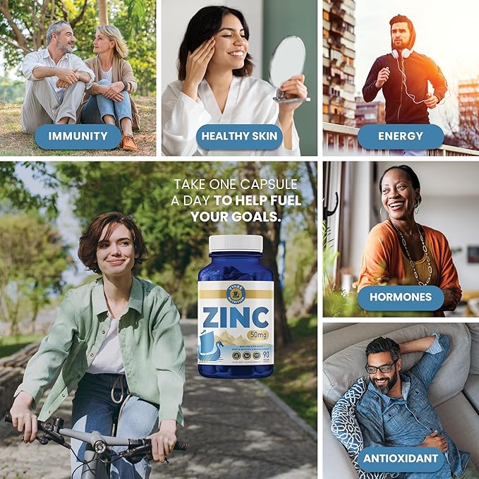 Vykee Nutrition Zinc – Daily Wellness Supplement | Nourish Your Skin for a Radiant Glow | Immune Support &amp Enhance Digestion | 90 Capsules